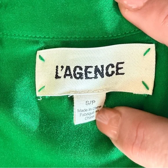 ☘️L’AGENCE☘️ Emmy Emerald Green 100% Silk Sleeveless Blouse - Picture 4 of 5
